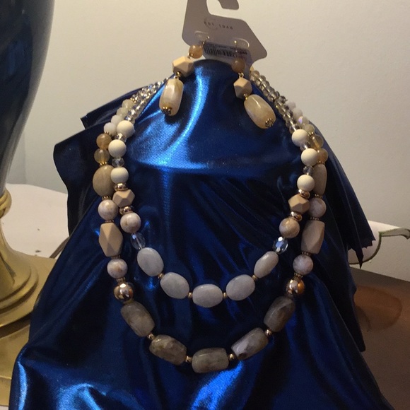 Semi Precious Beaded Necklace and Earrings Set NWT - Picture 1 of 4